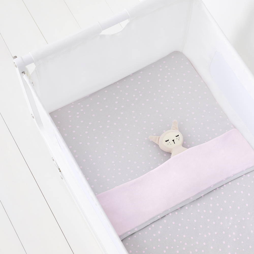 Snuz 2 Pack Crib Fitted Sheets Rose Spot Olivers BabyCare