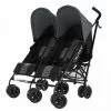 Obaby Twin Stroller Apollo - Black-Grey (Grey Hoods)