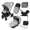 Ickle Bubba Stomp V3 All In 1 Travel System with ISOFIX Base - Silver On Black