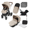 Ickle Bubba Stomp V3 All In 1 Travel System with ISOFIX Base - Sand On Silver