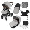 Ickle Bubba Stomp V3 All In 1 Travel System with ISOFIX Base - Silver On Silver