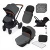 Ickle Bubba Stomp V3 All In 1 Travel System with ISOFIX Base - Graphite Grey On Black