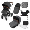 Ickle Bubba Stomp V3 All In 1 Travel System with ISOFIX Base - Graphite Grey On Silver