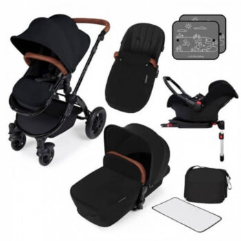 Ickle Bubba Stomp V3 All In 1 Travel System with ISOFIX Base - Black on Black