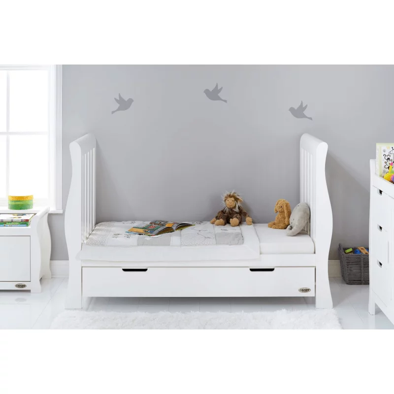 Obaby Stamford Luxe Cot Bed White Cot Bed Nursery Furniture