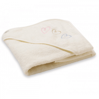 BabyDan Baby Bath Cape - Beige Hearts Design