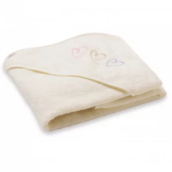 BabyDan Baby Bath Cape - Beige Hearts Design