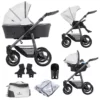 Venicci Carbo Lux 3 in 1 Travel System (9 Piece Bundle) - Light Grey