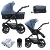 Venicci Soft Vento 2 in 1 Travel System (7 Piece Bundle) - Denim Blue / Black