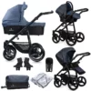 Venicci Soft Vento 3 in 1 Travel System (9 Piece Bundle) - Denim Blue / Black