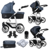 Venicci Soft Vento 3 in 1 Travel System (9 Piece Bundle) - Denim Blue / White