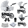 Venicci Pure 3 in 1 Travel System (9 Piece Bundle) - Stone Grey / White