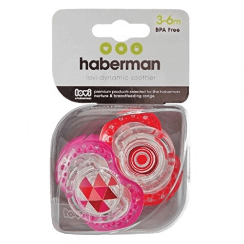 Haberman Soothers 3-6m - Pink/Red Multicoloured Unisex