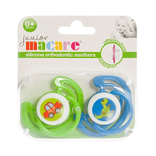 Junior Macare Orthodontic Soothers 0m+ - Blue & Green Multicoloured Unisex