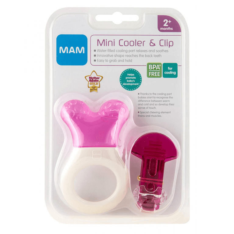 MAM Mini Cooler & Clip Teether Pink Olivers BabyCare