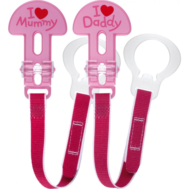 MAM Soother Clip Twin Pack - Pink Pink Unisex