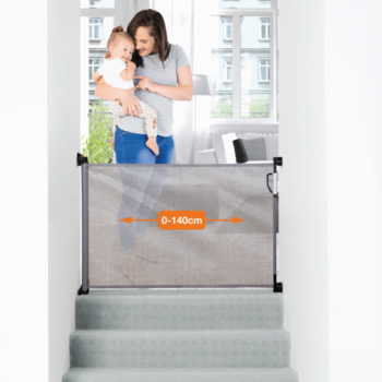 Baby or Pet Gate 0-110cm Grey 2 Pack Callowesse Deluxe Retractable Stair 