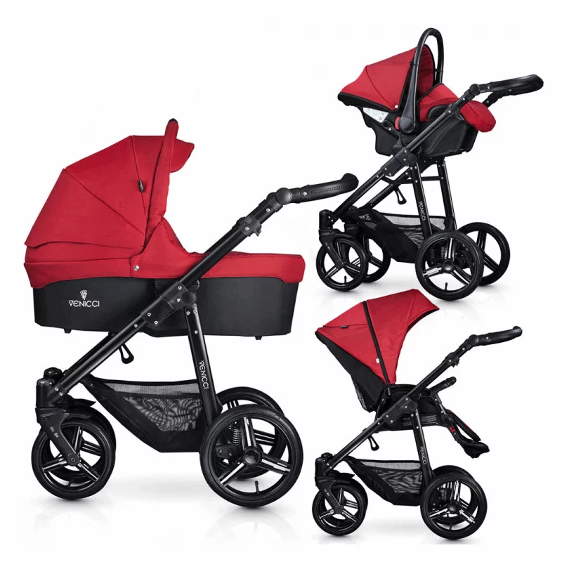Venicci Soft Vento 3 in 1 Travel System Denim Red Black Olivers BabyCare