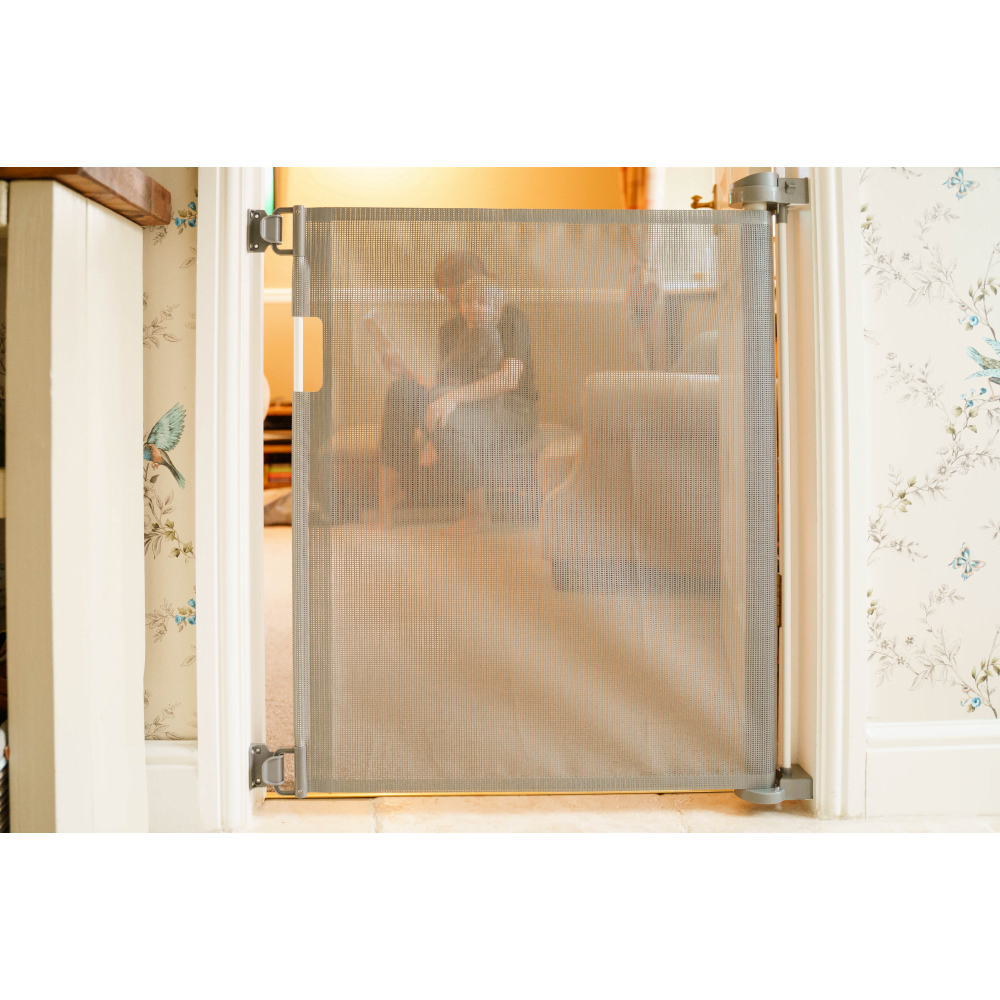 Callowesse Air Retractable Stair Gate Grey Extendable to 140cm
