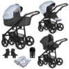 Venicci Valdi Shine Leather 3 in 1 Travel System (9 Piece Bundle) - Light Blue