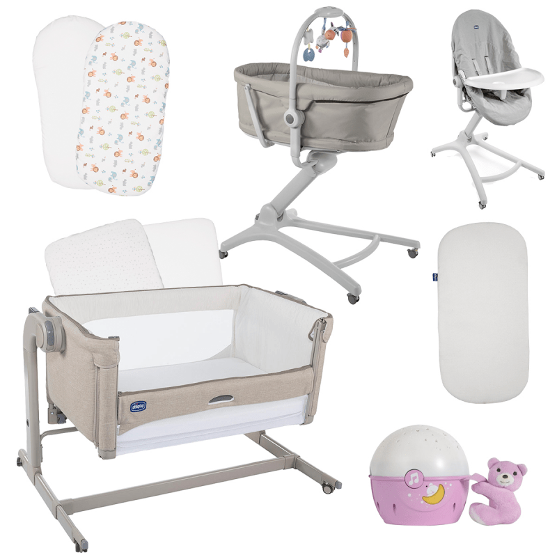 Chicco Next2Me Magic & BabyHug - Day and Night Bundle (Bundle 6) Sand Stars Pink at Olivers Baby Care