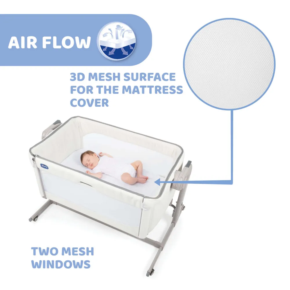 Chicco Next2Me Magic Side Sleeping Crib Bedside Crib White Snow