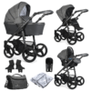 Venicci Carbo Lux 3 in 1 Travel System (9 Piece Bundle) - Denim Grey