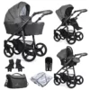 Venicci Carbo Lux 3 in 1 Travel System (9 Piece Bundle) - Denim Grey