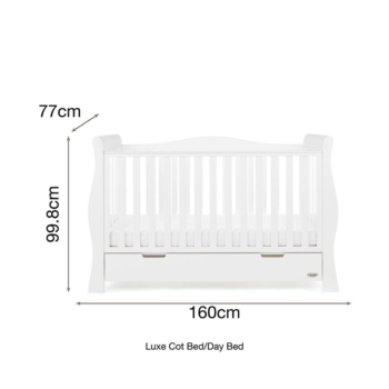 Obaby Stamford Luxe 3 piece room set- Cot- White- Dimensions