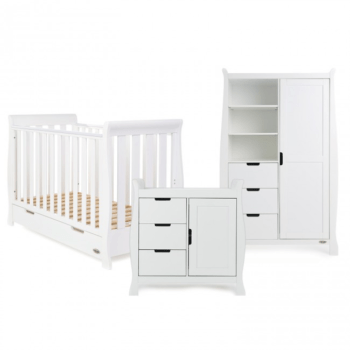 Obaby Stamford Mini 3 Piece Nursery Furniture Room Set - White