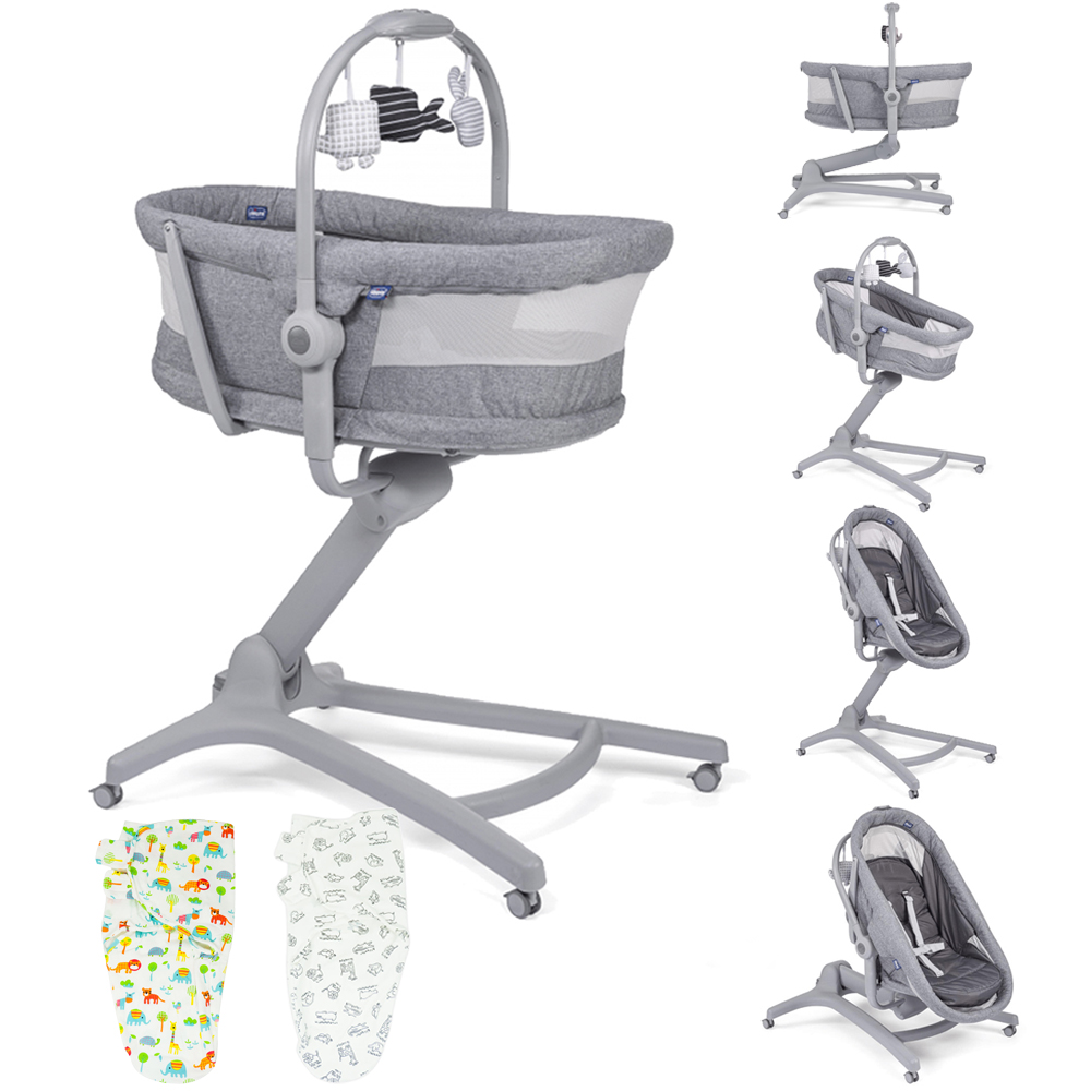 Chicco Baby Hug Air 4-in-1 Crib - Titanium | Highchair | Baby Seat
