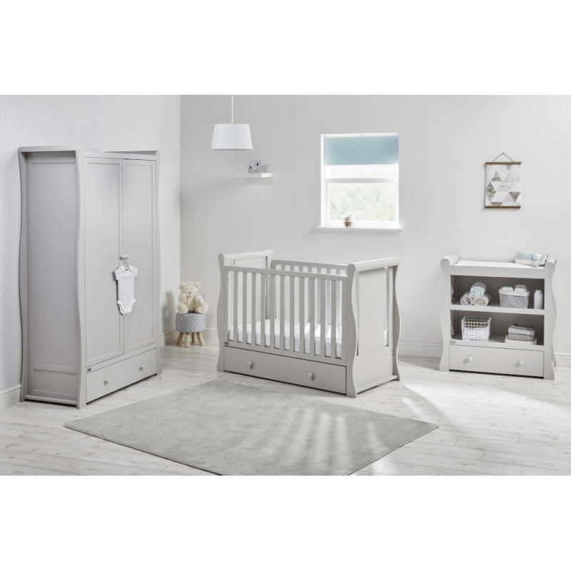 grey sleigh cot bed set