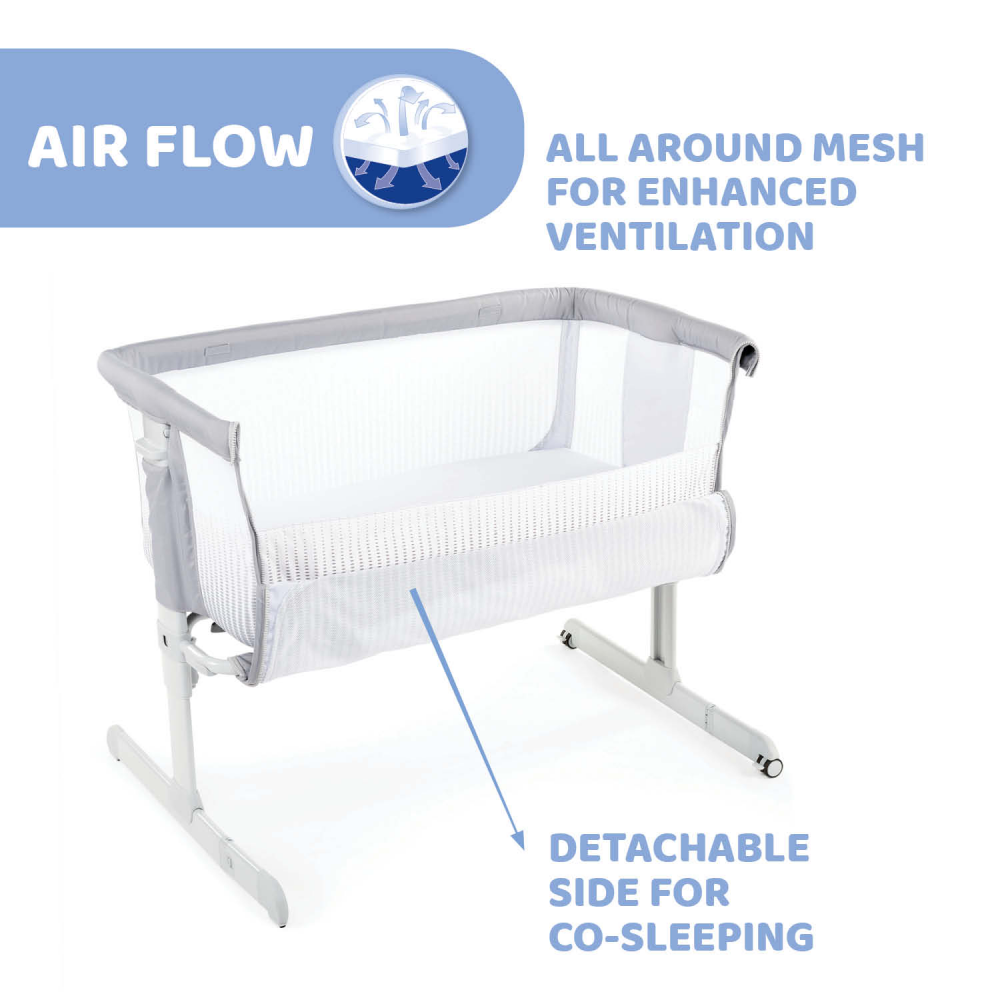Chicco Next2Me Air Bedside Crib - Stone - Image 3