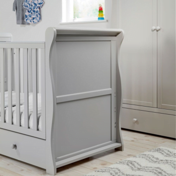 grey sleigh cot bed with drawer
