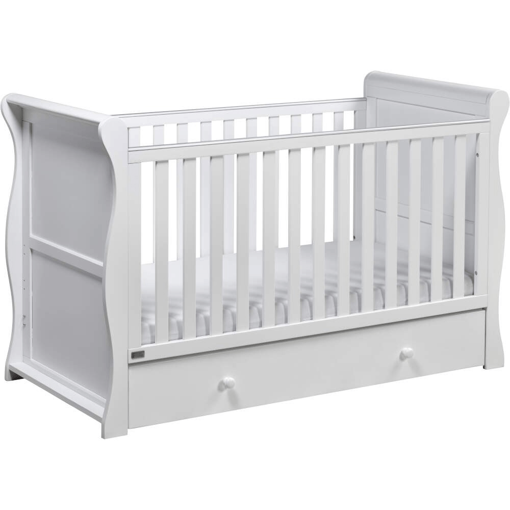 grey sleigh cot bed with mattress