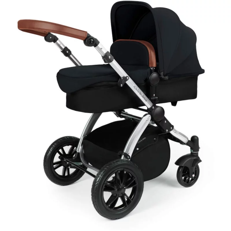 Ickle Bubba Stomp V3 i-Size Travel System With ISOFIX Base - Black On Silver Frame - Image 2