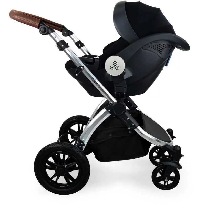 Ickle Bubba Stomp V3 i-Size Travel System With ISOFIX Base - Black On Silver Frame - Image 4