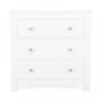 Cuddleco asylesbury 3 drawer dresser satin white ash front