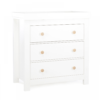 Cuddleco asylesbury 3 drawer dresser satin white changing top side view