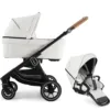 Emmaljunga NXT60 Travel System (Flat Seat) - Outdoor Black - White Leatherette
