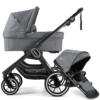 NXT90 Carrycot and Ergo Seat Lounge Grey on black chassis
