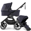 NXT90 Carrycot and Ergo Seat Lounge Navy on black chassis