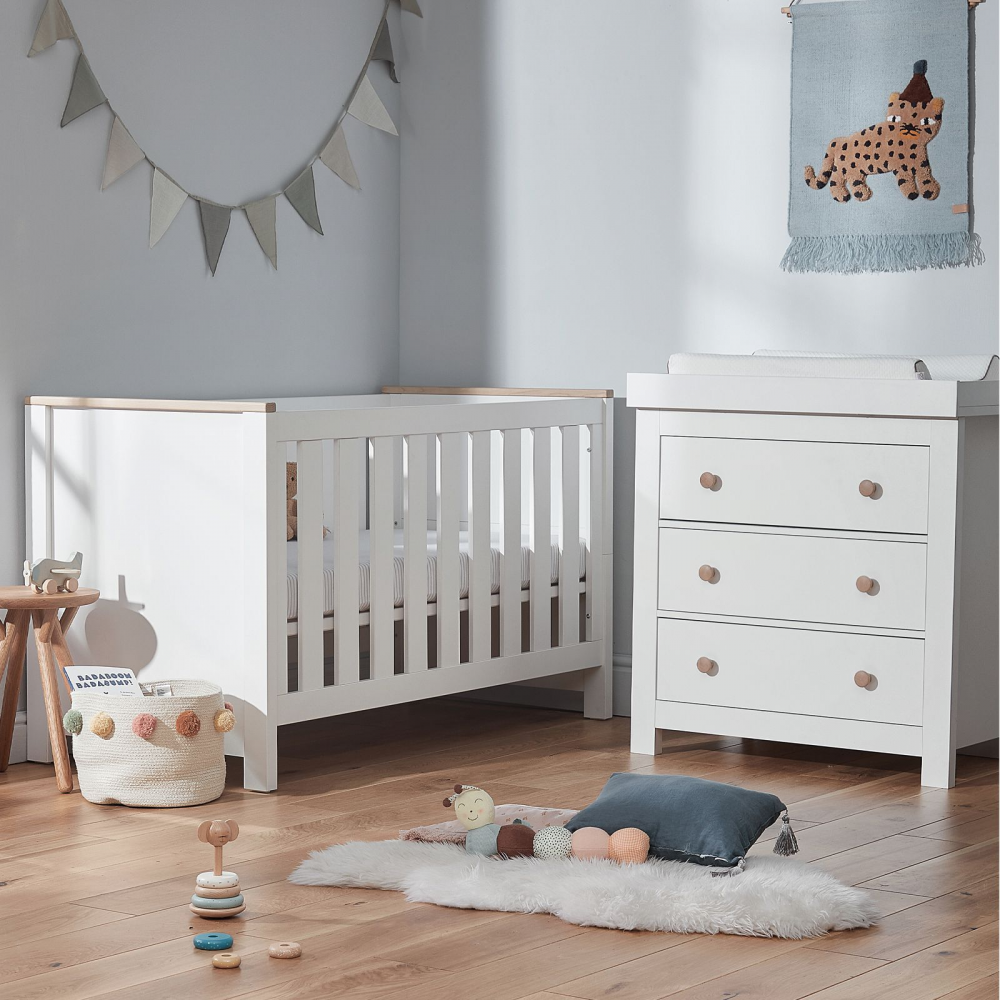 Cuddleco Aylesbury 2 Piece Room Set Satin White/Ash