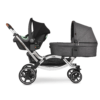 Zoom Double Tandem Pushchair Side View 1 Car Seat 1 Carrycot