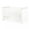 cuddleco aylesbury cot bed satin white ash side view