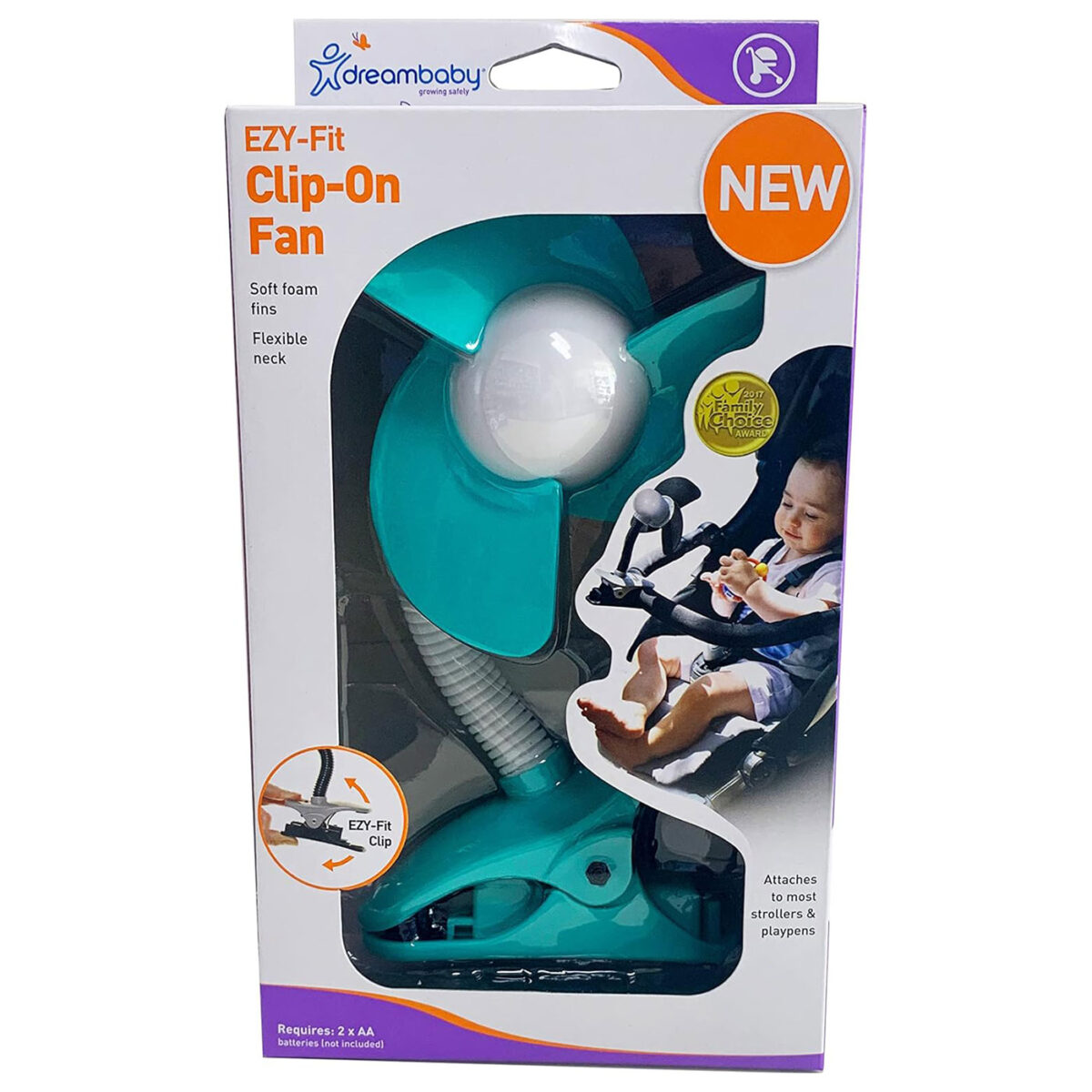 Dreambaby Portable Stroller Fan - Aqua - Image 7