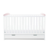 Coleby Style Cot Bed with Under Drawer - Elephant Love Pink front