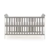 whitby cot bed white with taupe grey front view height adjusted
