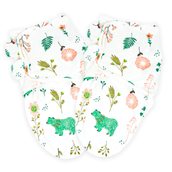 Callowesse Newborn Baby Swaddle - 0-3 Months - Bears and Blossoms - Pack of 2