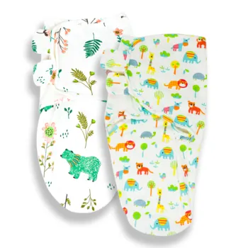Callowesse Newborn Baby Swaddle Pack of 2 | Bears & Blossoms + Exotic Kingdom